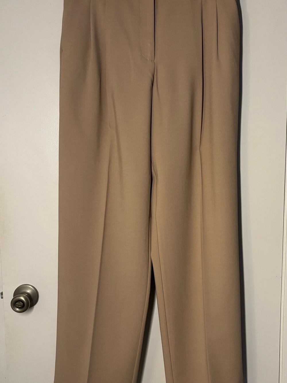 ZARA High Waist Pleated Wide Leg Trousers Pants Tan Beige Size Medium
